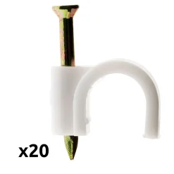 Lot de 20 crochets fixation diamètre 5mm - Blanc - Zenitech