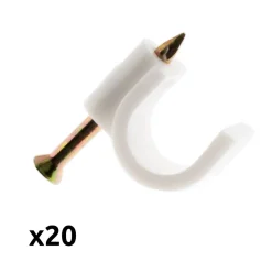 Lot de 20 crochets fixation diamètre 5mm - Blanc - Zenitech