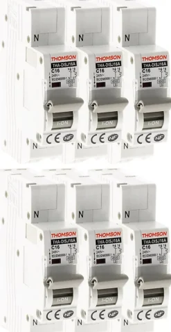 Lot de 6 disjoncteurs PH+N 16A NF Thomson