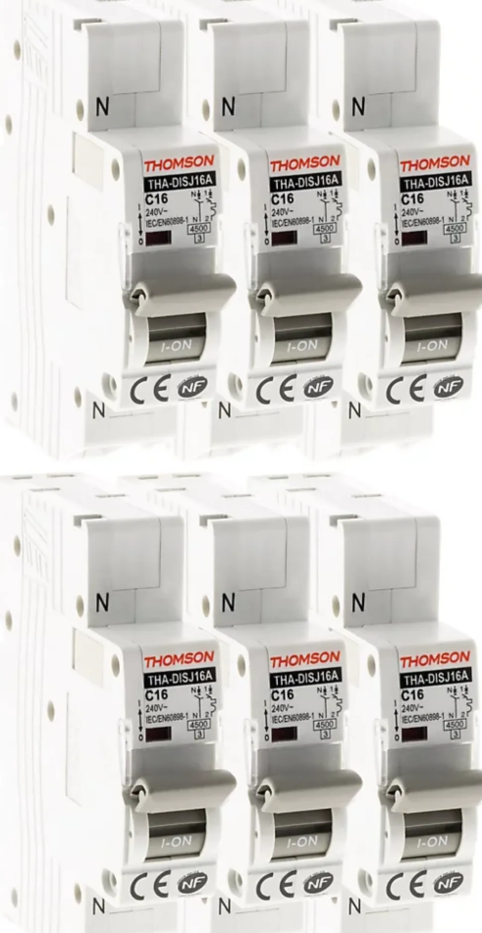 Lot de 6 disjoncteurs PH+N 16A NF Thomson