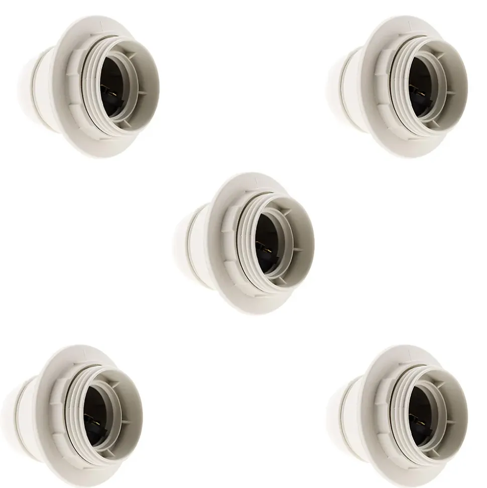 Lot de 5 douilles E27 + bague - Blanc - Zenitech