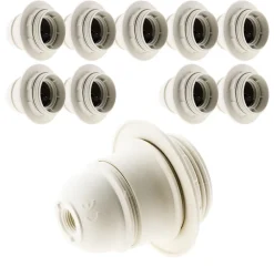 Lot de 10 douilles E27 + bague - Blanc - Zenitech