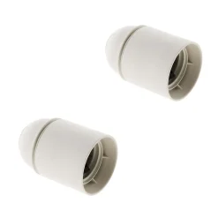Lot de 2 douilles lisses sans bague E27 - Blanc - Zenitech