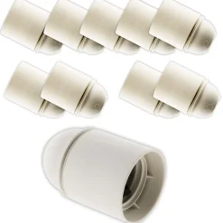 Lot de 10 douilles lisses sans bague E27 - Blanc - Zenitech