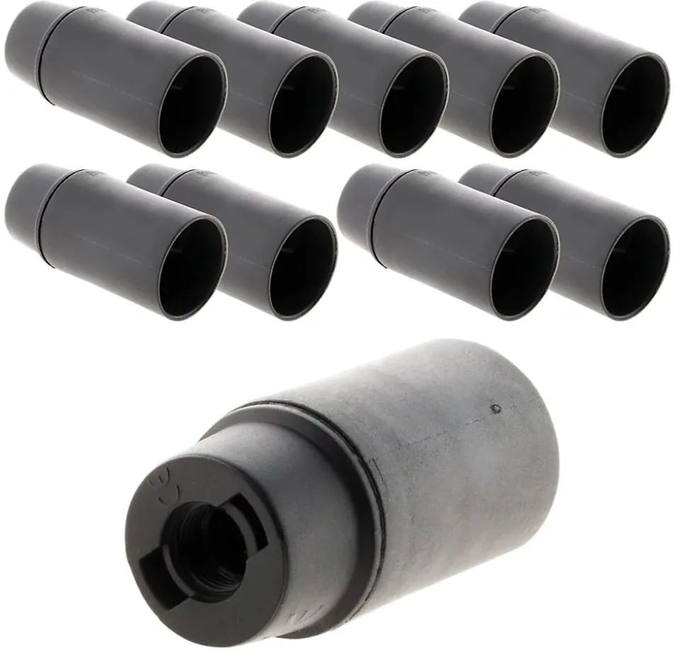 Lot de 10 douilles lisses sans bague E14 - Noir - Zenitech