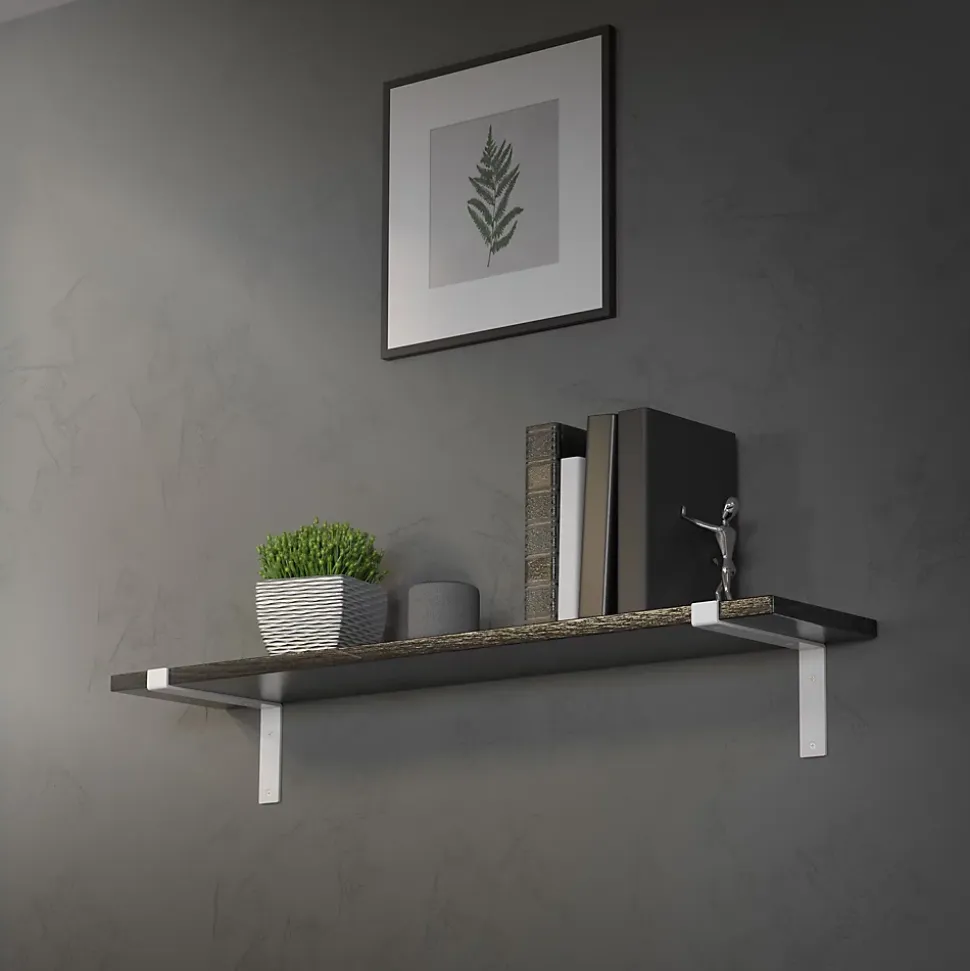 Lot de 2 Equerres d'Etagere murale support robuste en métal blanc