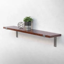 Lot de 2 Equerres d'Etagere murale support robuste en métal gris