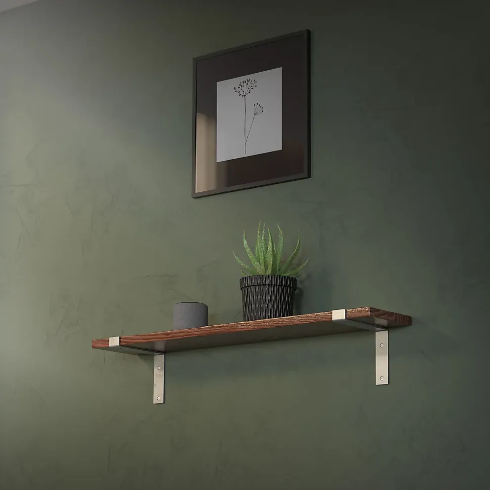 Lot de 2 Equerres d'Etagere murale support robuste en métal gris