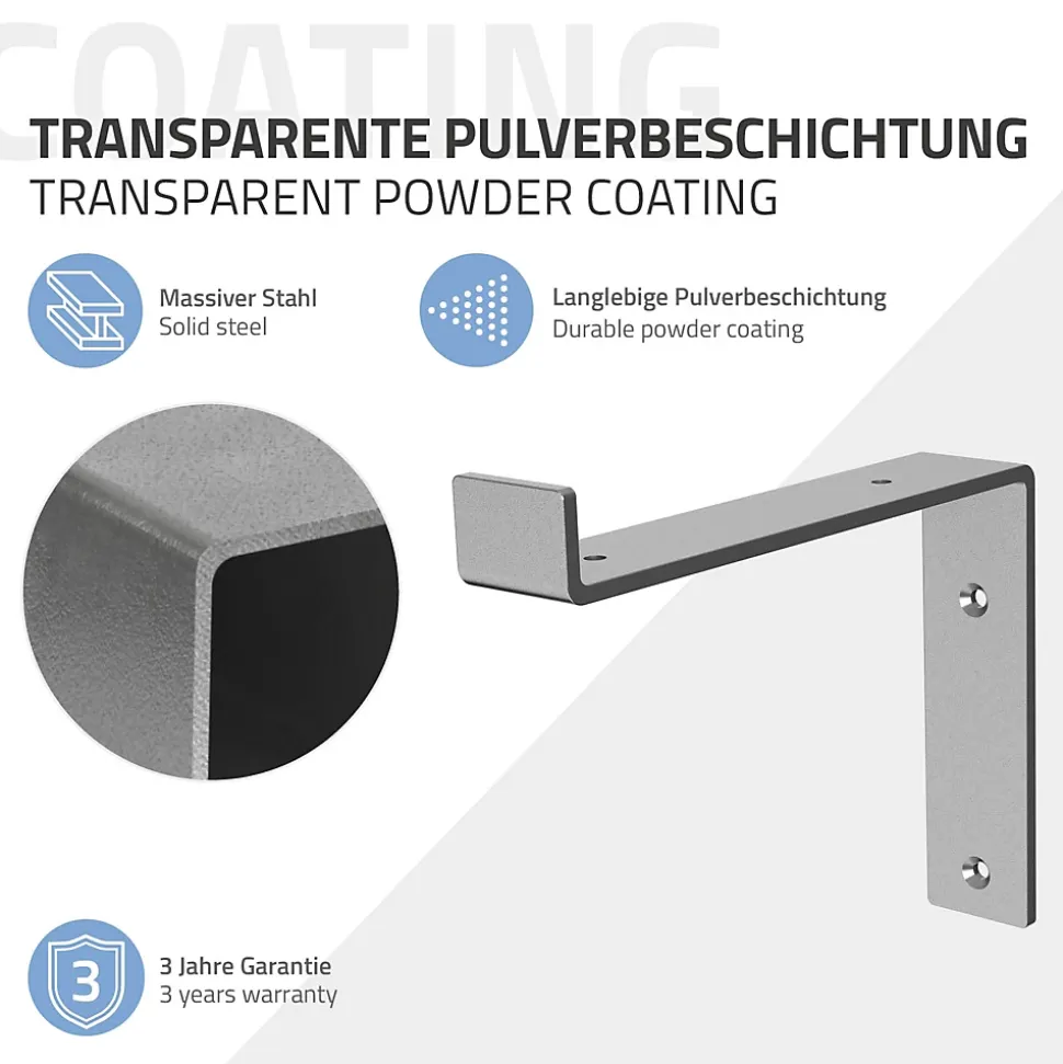 Lot de 2 Equerres d'Etagere murale support robuste en métal gris