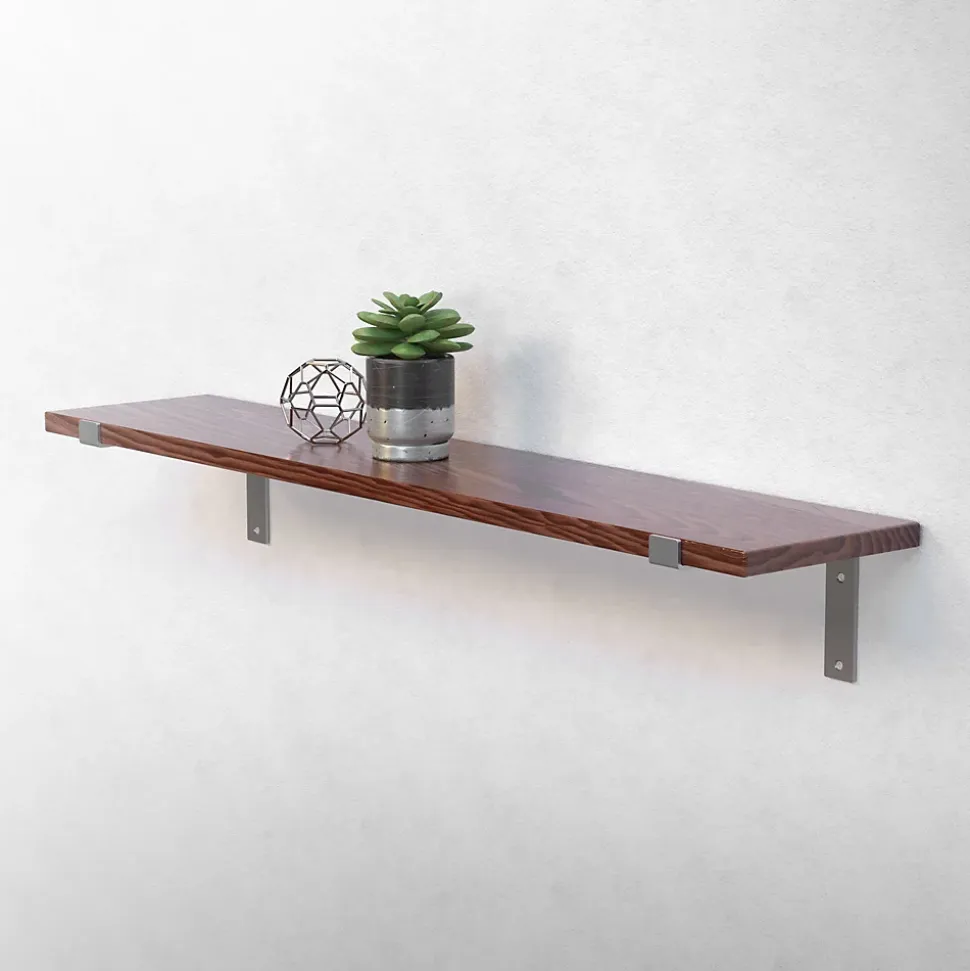 Lot de 2 Equerres d'Etagere murale support robuste en métal gris