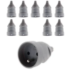 Lot de 10 fiches femelles 16A 2P+T - Gris - Zenitech