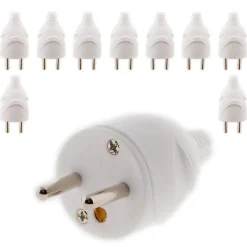 Lot de 10 fiches mâles 16A 2P+T - Blanc - Zenitech