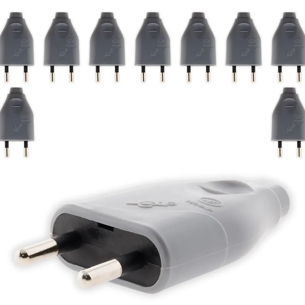 Lot de 10 fiches mâles 2P 6A - Gris - Zenitech