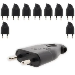 Lot de 10 fiches mâles 2P 6A latérales - Noir - Zenitech