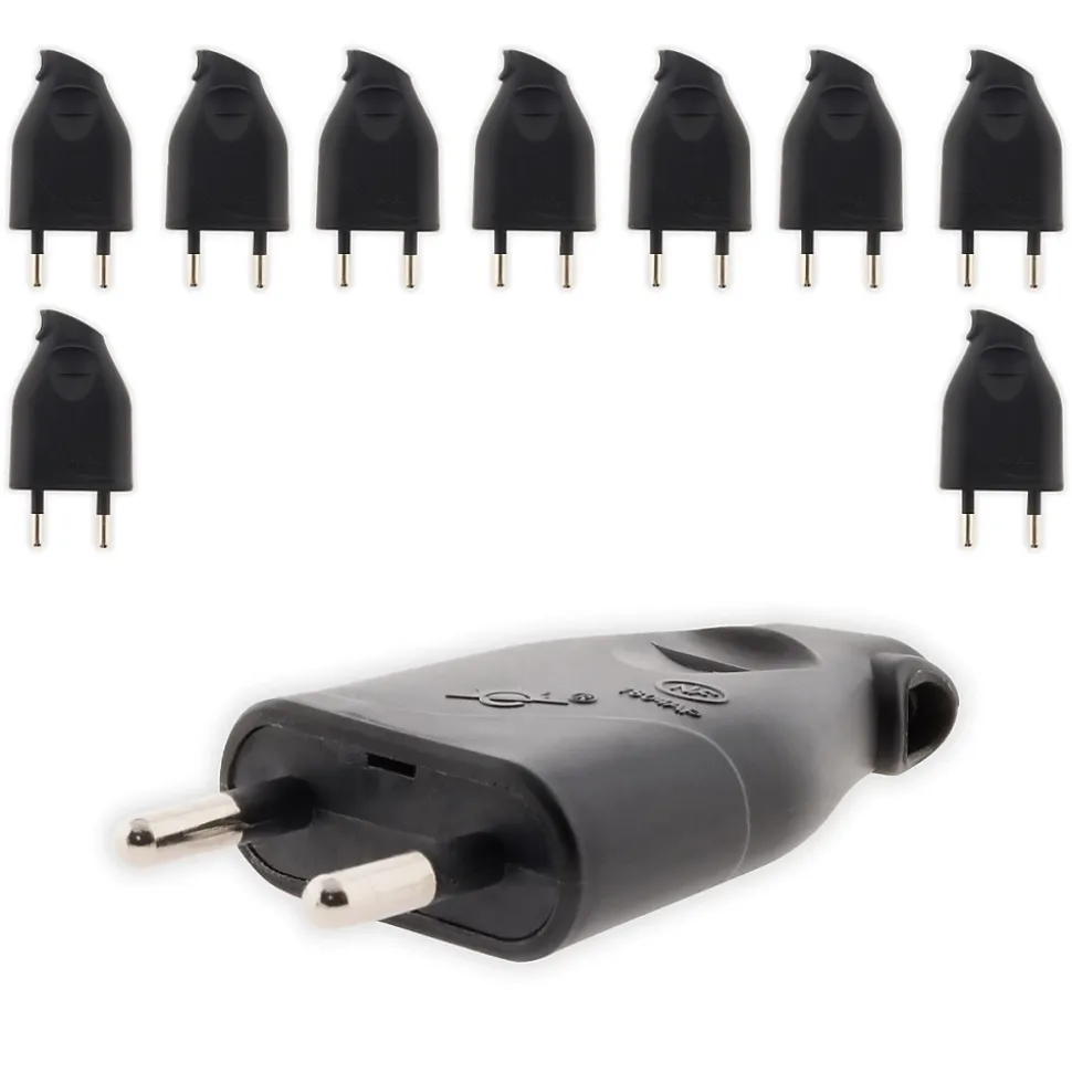 Lot de 10 fiches mâles 2P 6A latérales - Noir - Zenitech