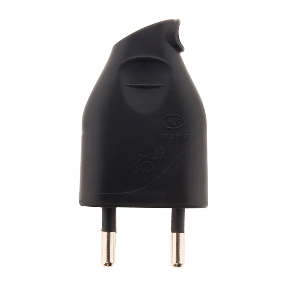 Lot de 10 fiches mâles 2P 6A latérales - Noir - Zenitech