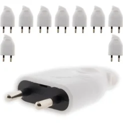 Lot de 10 fiches mâles 2P 6A latérales - Blanc - Zenitech