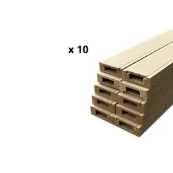 Lot de 10 Goulottes MDF Passes-câbles à couvercle, L.2.44 m x H.5.5 cm, Ep. 18 mm