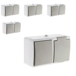 Lot de 5 interrupteurs va et vient 2P+T - Zenitech