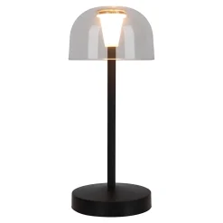 Lot de 2 lampes de table LED rechargeables 'Gomba' pour l'extérieur et l'intérieur, en métal et plastique noir , hauteur 18,5 cm