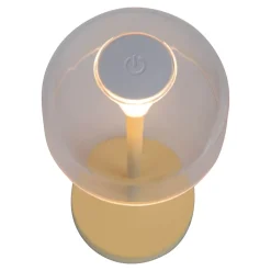 Lot de 2 lampes de table LED rechargeables 'Gomba' pour l'extérieur et l'intérieur, en métal et plastique jaune, hauteur 18,5 cm