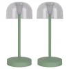 Lot de 2 lampes de table LED rechargeables 'Gomba' pour l'extérieur et l'intérieur, en métal et plastique menthe, hauteur 18,5 cm