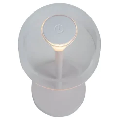 Lot de 2 lampes de table LED rechargeables 'Gomba' pour l'extérieur et l'intérieur, en métal et plastique blanc , hauteur 18,5 cm