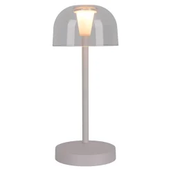 Lot de 2 lampes de table LED rechargeables 'Gomba' pour l'extérieur et l'intérieur, en métal et plastique blanc , hauteur 18,5 cm