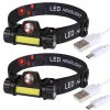 Lot de 2 Lampes Frontales LED Waterproof Rechargeables USB - Réglables - Éclairage Puissant - Résistantes Pluie et Humidité - x2