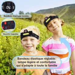 Lot de 2 Lampes Frontales LED Waterproof Rechargeables USB - Réglables - Éclairage Puissant - Résistantes Pluie et Humidité - x2