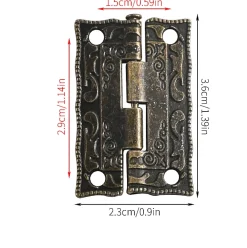 Lot de 20 mini charnières de porte rétro en bronze antique pour boîtiers en bois, armoires, boîtes à bijoux