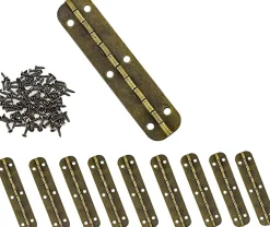 Lot de 10 mini charnières vintage en laiton pour meubles, tiroirs, portes, armoires, boîtes à bijoux, 65 x 15 mm, avec 60 vis