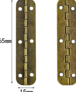Lot de 10 mini charnières vintage en laiton pour meubles, tiroirs, portes, armoires, boîtes à bijoux, 65 x 15 mm, avec 60 vis