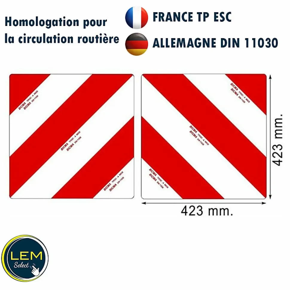 Lot de 2 panneaux carrés 423x423mm en aluminium homologué