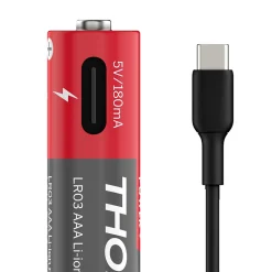 Lot de 4 Piles AAA - LR03 Li ion 1,5V rechargeables par USBC avec câble multi USB - 520302 Thomson