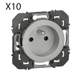 Lot De 10 Prises De Courant 2p+t À Puits Legrand Dooxie 16a Finition Alu