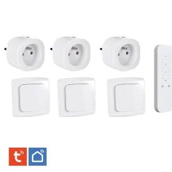 Lot de 3 Prises intérieures 3680W connectées Wifi + Radio fréquence+ 3 Interrupteurs ON/OFF + Télécommande Sans Fil