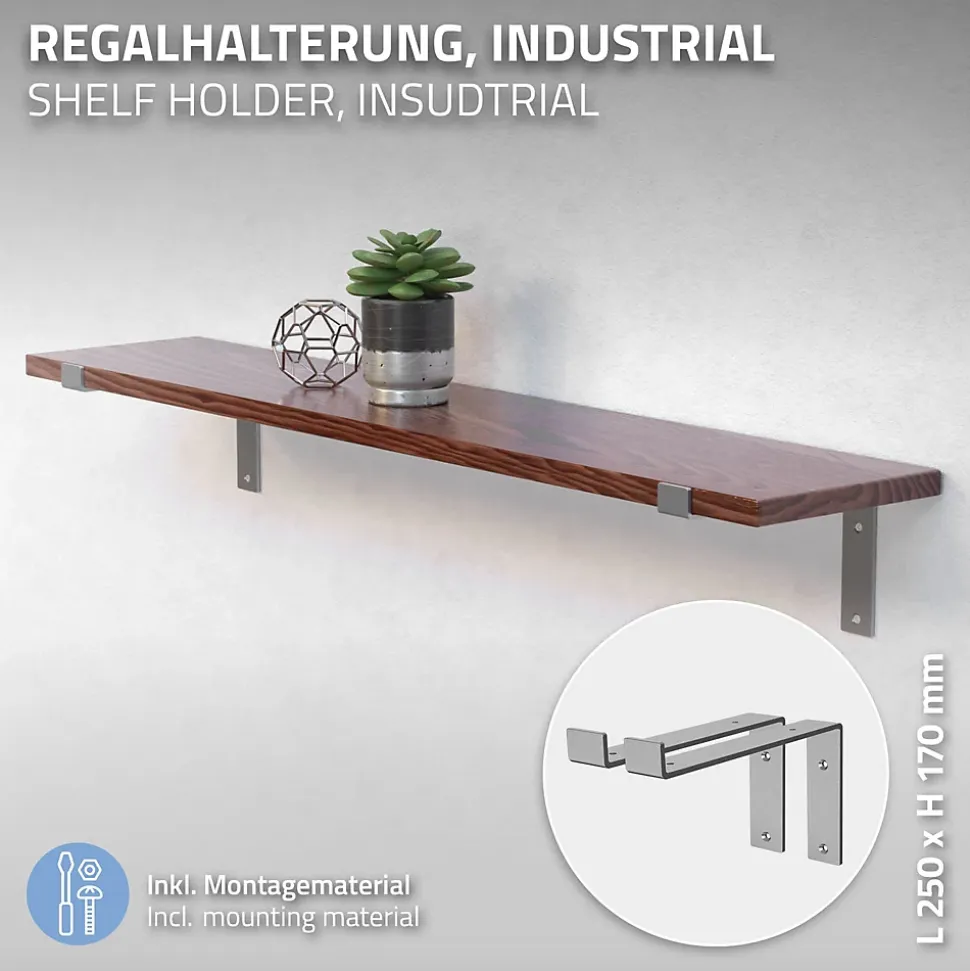 Lot de 4 équerre d'Etagere murale équerre fixation en métal gris