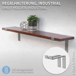 Lot de 4 équerre d'Etagere murale équerre fixation en métal gris