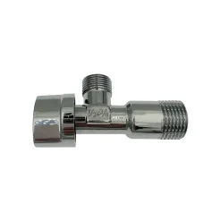 Lot de 1 Robinet vanne d'angle chrome avec rosace 1/2" x 3/8"