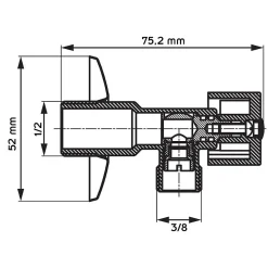 Lot de 3 Robinet vanne d'angle chrome avec rosace 1/2" x 3/8"