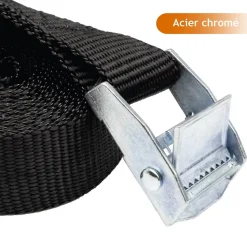 Lot de 2 sangles d'arrimage avec boucle - 25 mm x 5 m - Noir - Linxor