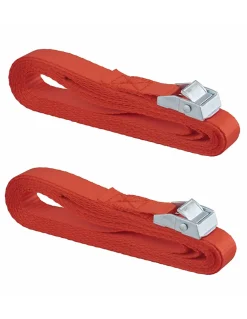 Lot de 2 sangles de serrage, 5m à boucle autoserrante, rouge - THIRARD