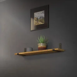 Lot de 4 support d'Etagere murale équerre fixation en métal noir