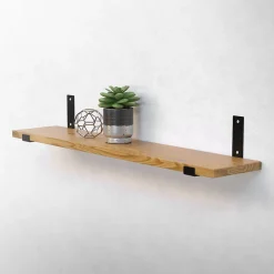 Lot de 4 support d'Etagere murale équerre fixation en métal noir