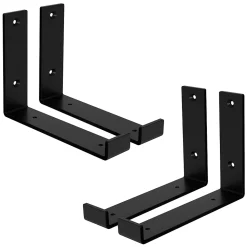 Lot de 4 support d'Etagere murale équerre fixation en métal noir