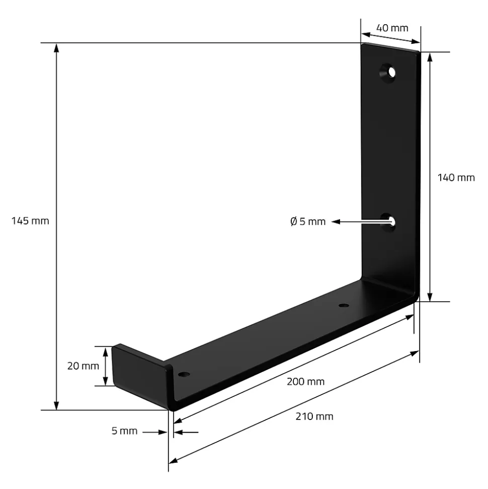 Lot de 2 support d'Etagere murale équerre fixation en métal noir