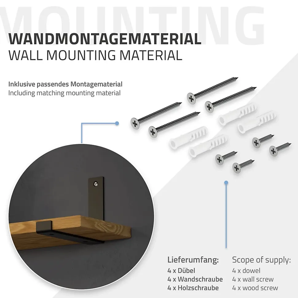 Lot de 2 support d'Etagere murale équerre fixation en métal noir