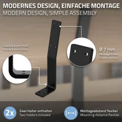 Lot de 2 supports de dossier en acier à visser pour siège banc lit 345x90x50 mm