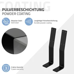Lot de 2 supports de dossier en acier à visser pour siège banc lit 345x90x50 mm